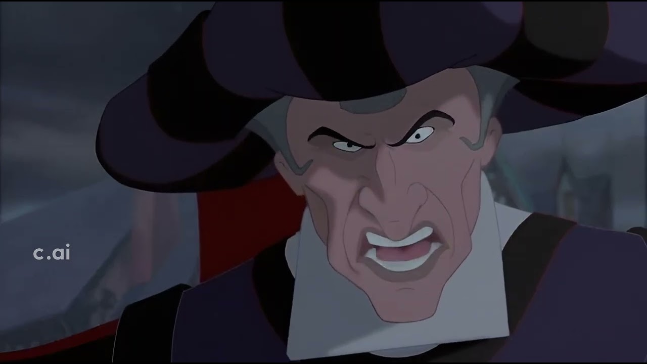 Judge Claude Frollo orders Sarousch to surrender at once.