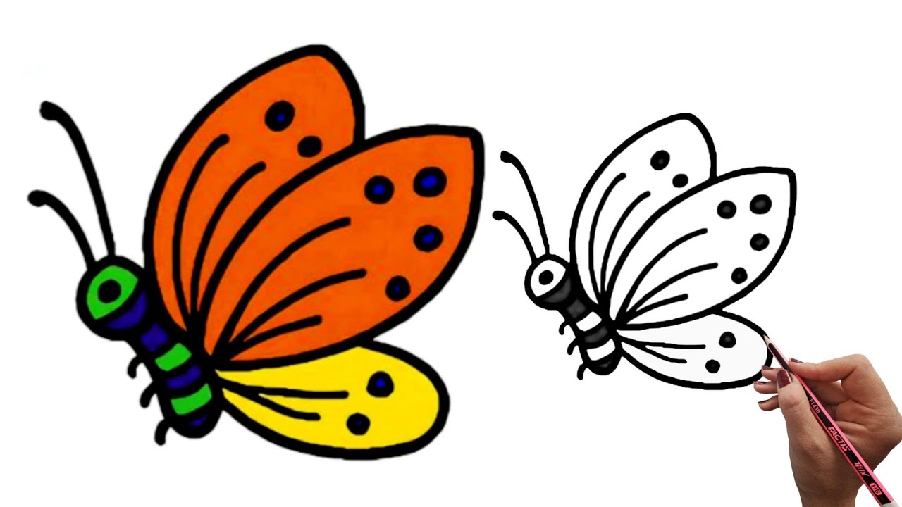 Простой и забавный рисунок красочной бабочки 🦋 | Рисование бабочек для детей, как нарисовать бабочку