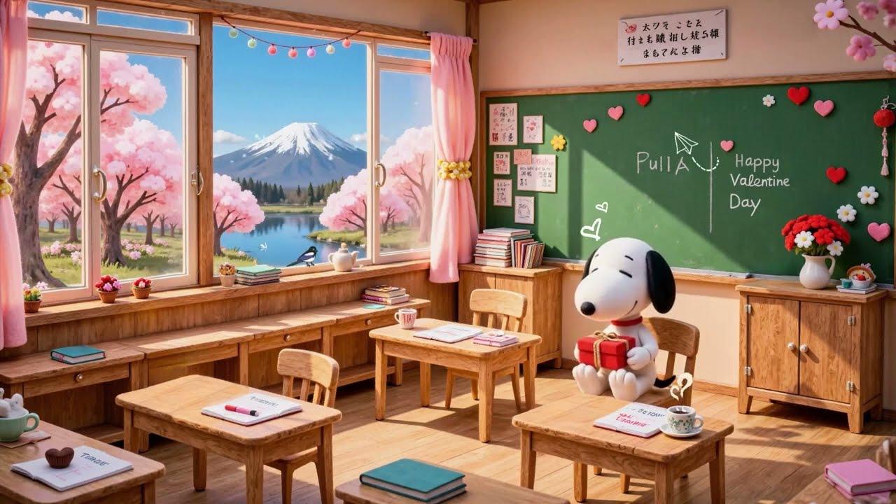 Snoopy’s Valentine Classroom 🌺Peaceful Spring Morning Vibes 📚 Lofi Deep Focus to Study Relax & Chill