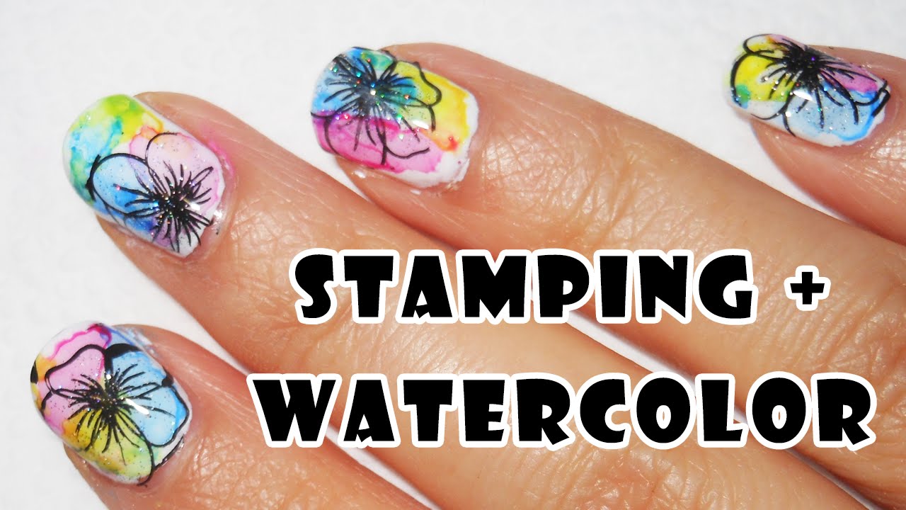 Stamping + watercolor nails - perfect for beginners!