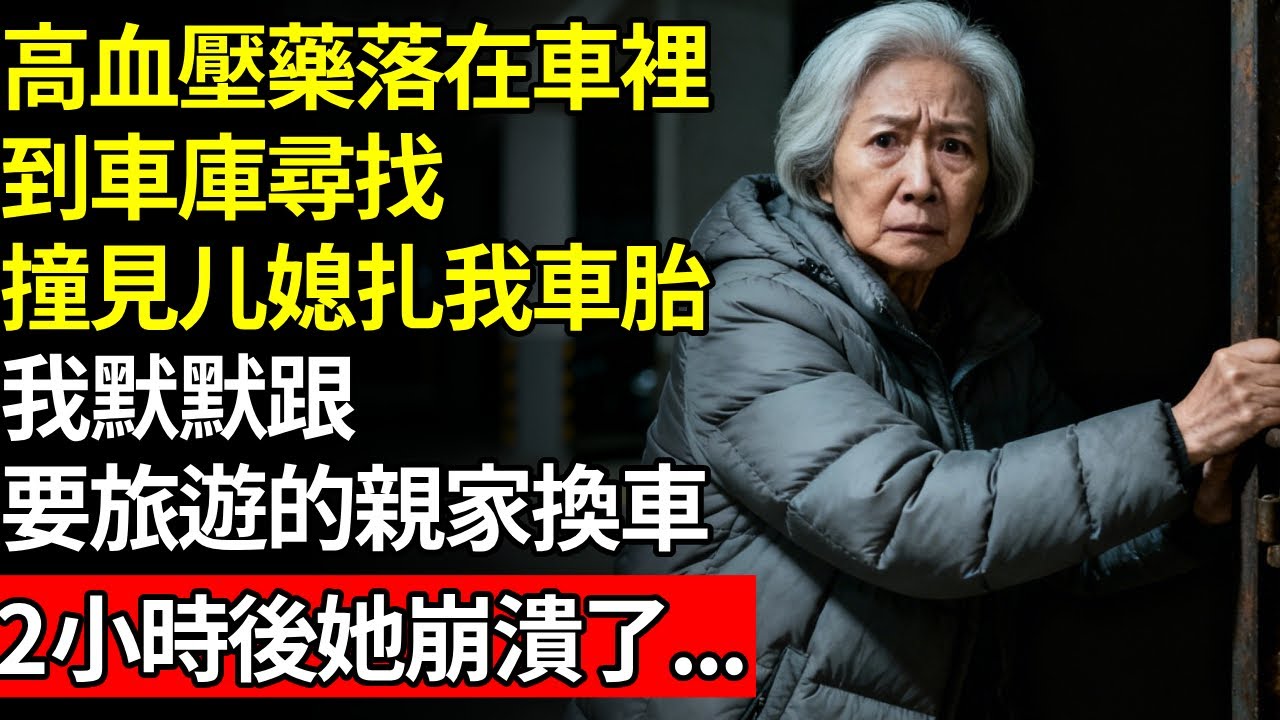 高血壓藥落在車裡，我去車庫尋找，撞見媳婦用刀扎我車胎，我默默跟要旅遊的親家換車，2小時後她接到交警電話，崩潰了...#養老#不孝子#人間家事#退休金