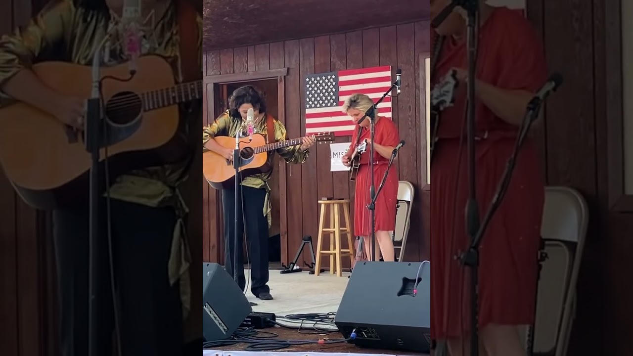 Lizzy Long and Rhonda Vincent at Starvy Creek Bluegrass Festival singing “the Angels Rejoiced”