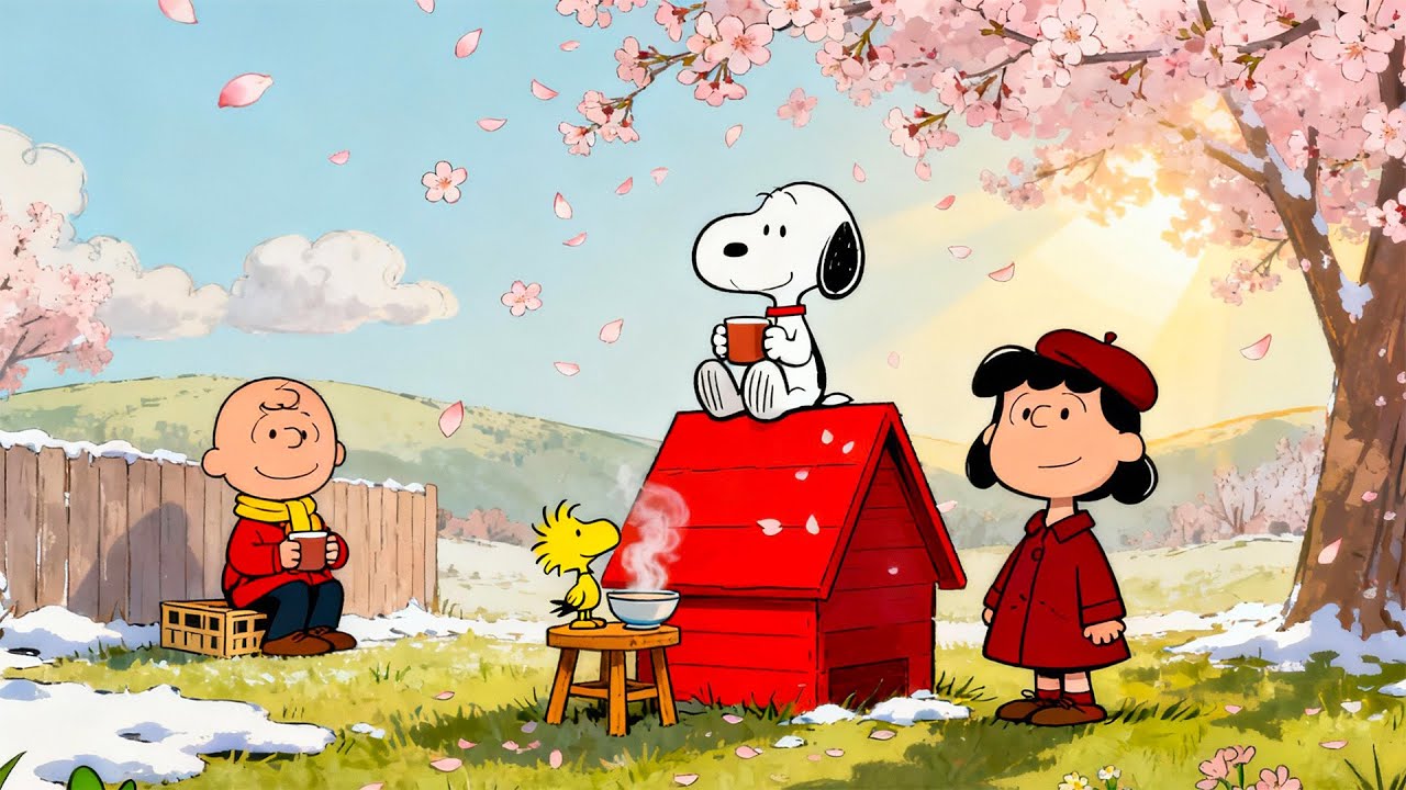 Spring Moments with Snoopy & Charlie Brown ☕🌸 Calm Lofi for Study, Work & Relax