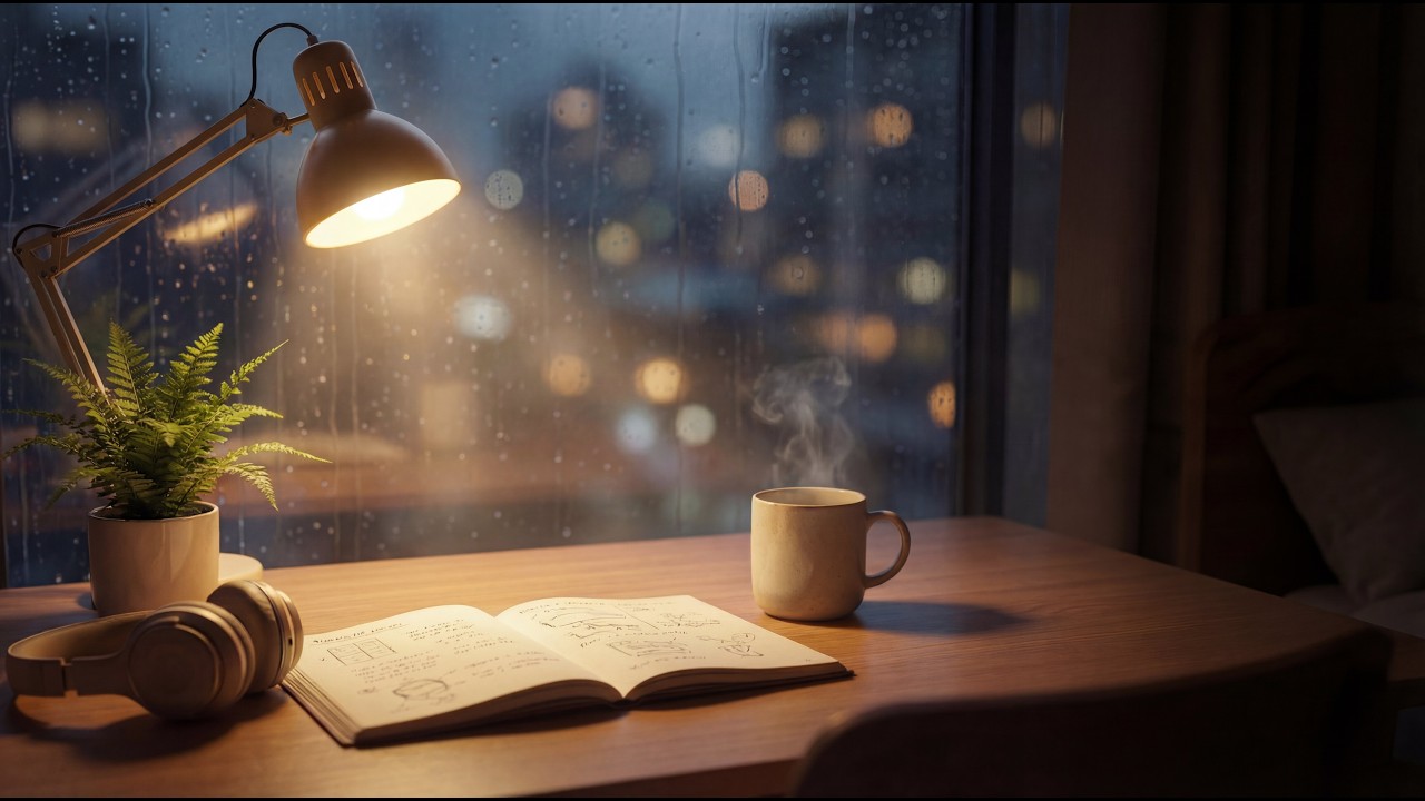 Late Night Rain Lofi 🌧️ 4K Chill Beats to Relax, Study & Focus | 1 Hour Cozy Mix