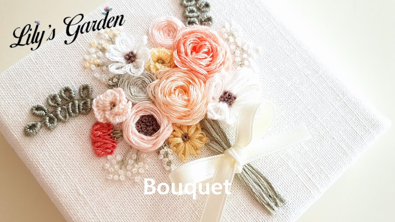나홀로 프랑스자수 no. 51 핑크 부케(Bouquet) Flower embroidery, 입체자수
