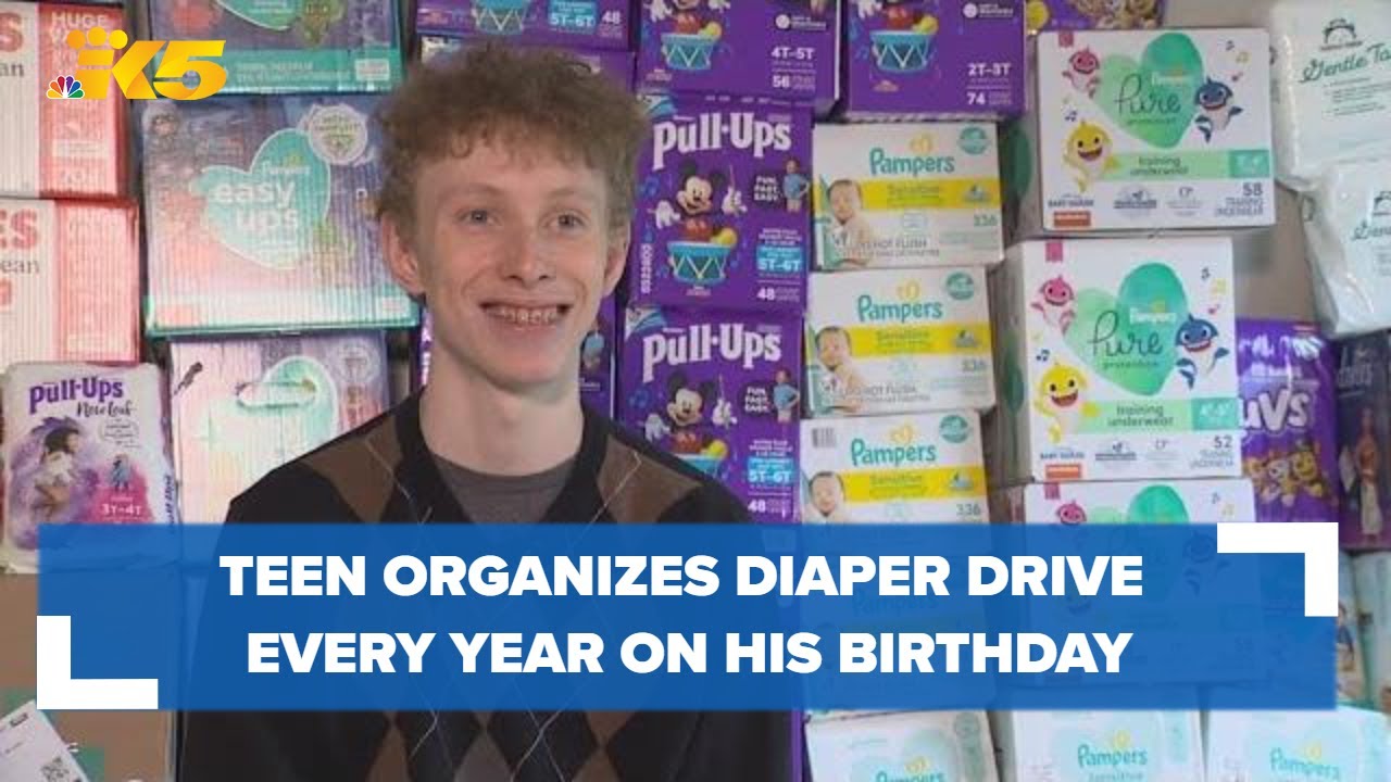 Teen gives diapers and baby wipes away for his birthday