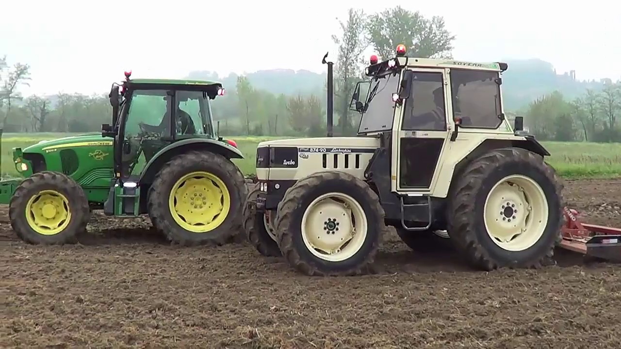 [Preparazione terreno 2017] John Deere 5100 - Lamborghini 874-90 - Same Silver 110