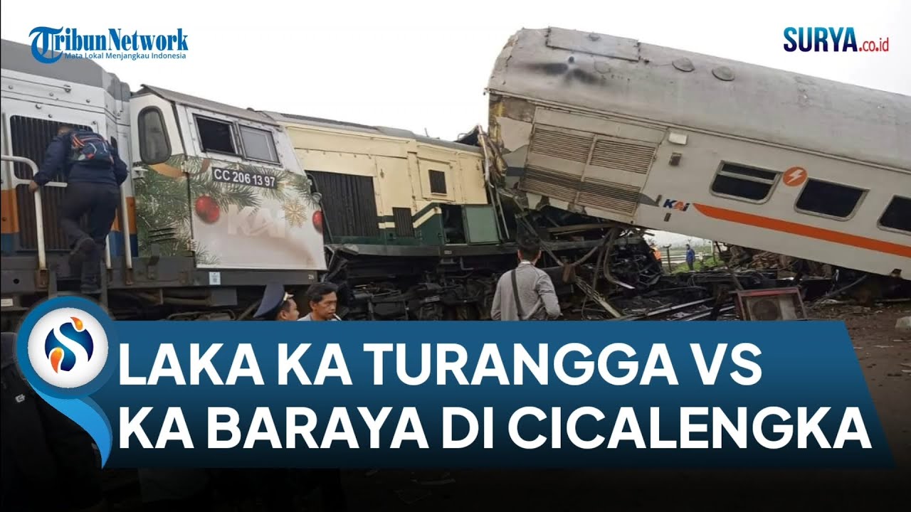 BREAKING NEWS! KA Turangga Tabrakan dengan KA Bandung Raya di Cicalengka Bandung, Gerbong Ringsek