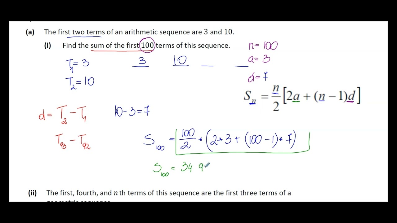 Leaving Cert Maths: Arithmetic and Geometric Sequences | 2024 LCHL Paper 1 Q2