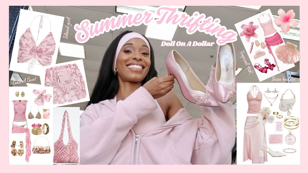 Thrifting my Pink Summer wardrobe | Ibiza Island girl + Tropical Y2K Aesthetics #thrift