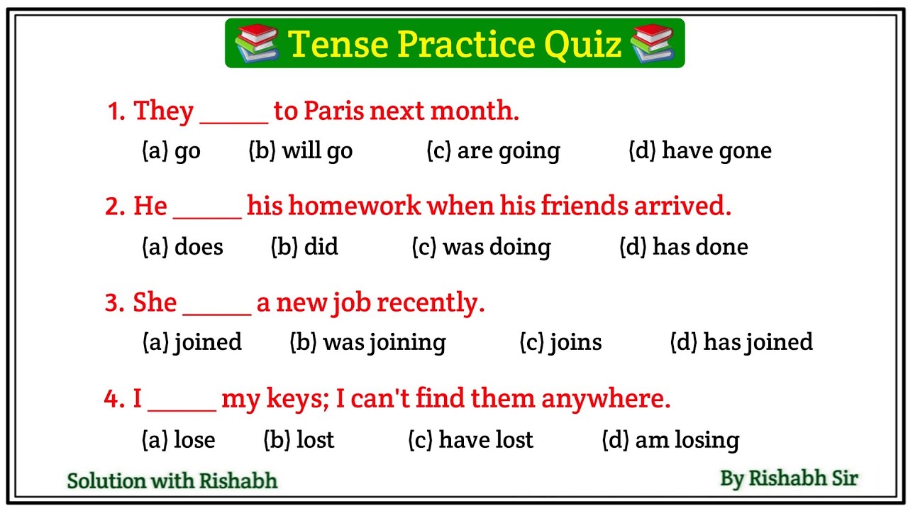 Tense practice test | Tense practice questions ssc | Tense in english grammar | Tense mcq test