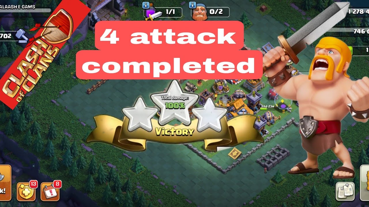 Clash of clans 4 barbran challenges Complete