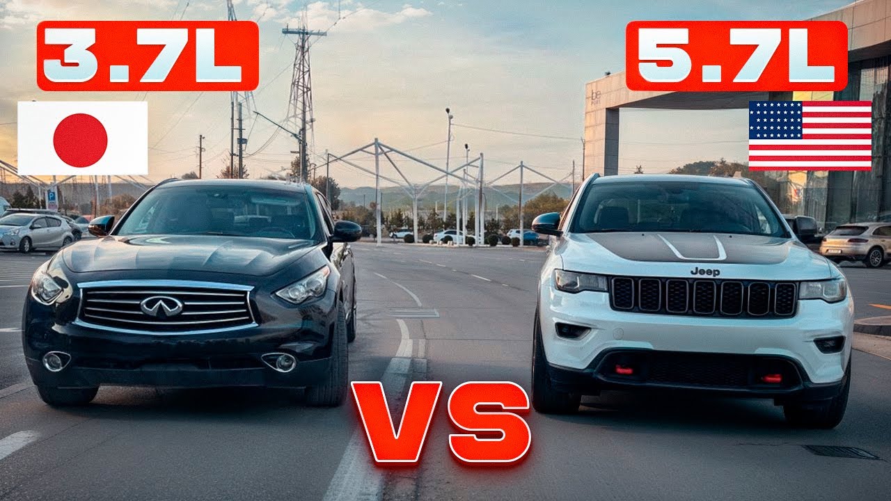 Jeep Grand Cherokee vs Infiniti QX70 ამერიკული V8 იაპონური V6 ის წინააღმდეგ