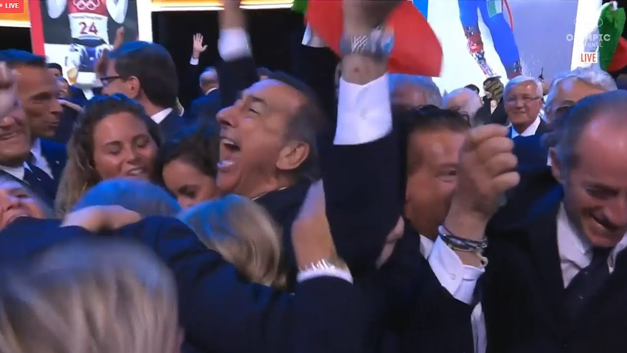 Olimpiadi 2026, l'annuncio della vittoria di Milano-Cortina