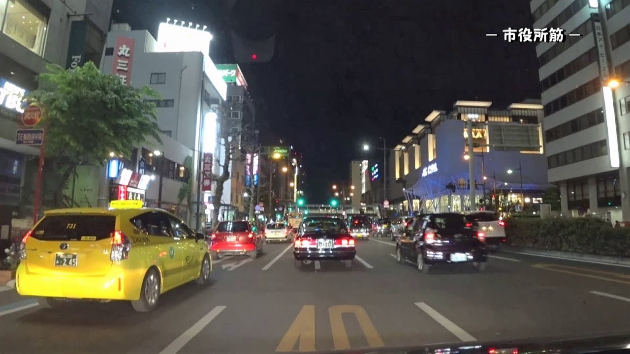 【スクエア市街】岡山市ぐるぐる夜ドライブ【中心市街～繁華街周回】