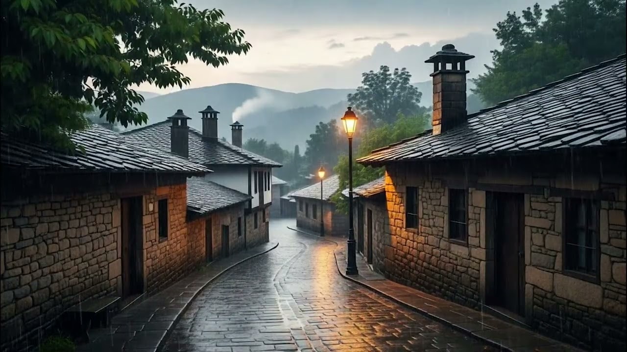 Quiet Village Street in the Rain 🌧️ | Cinematic Ambience to Calm Your Mind