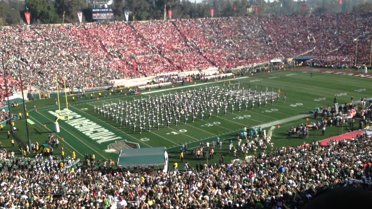 2014 Rose Bowl Spartan Marching Band. Kickstart Entrance, Michigan State Fanfare, MSU Fight Song. HD