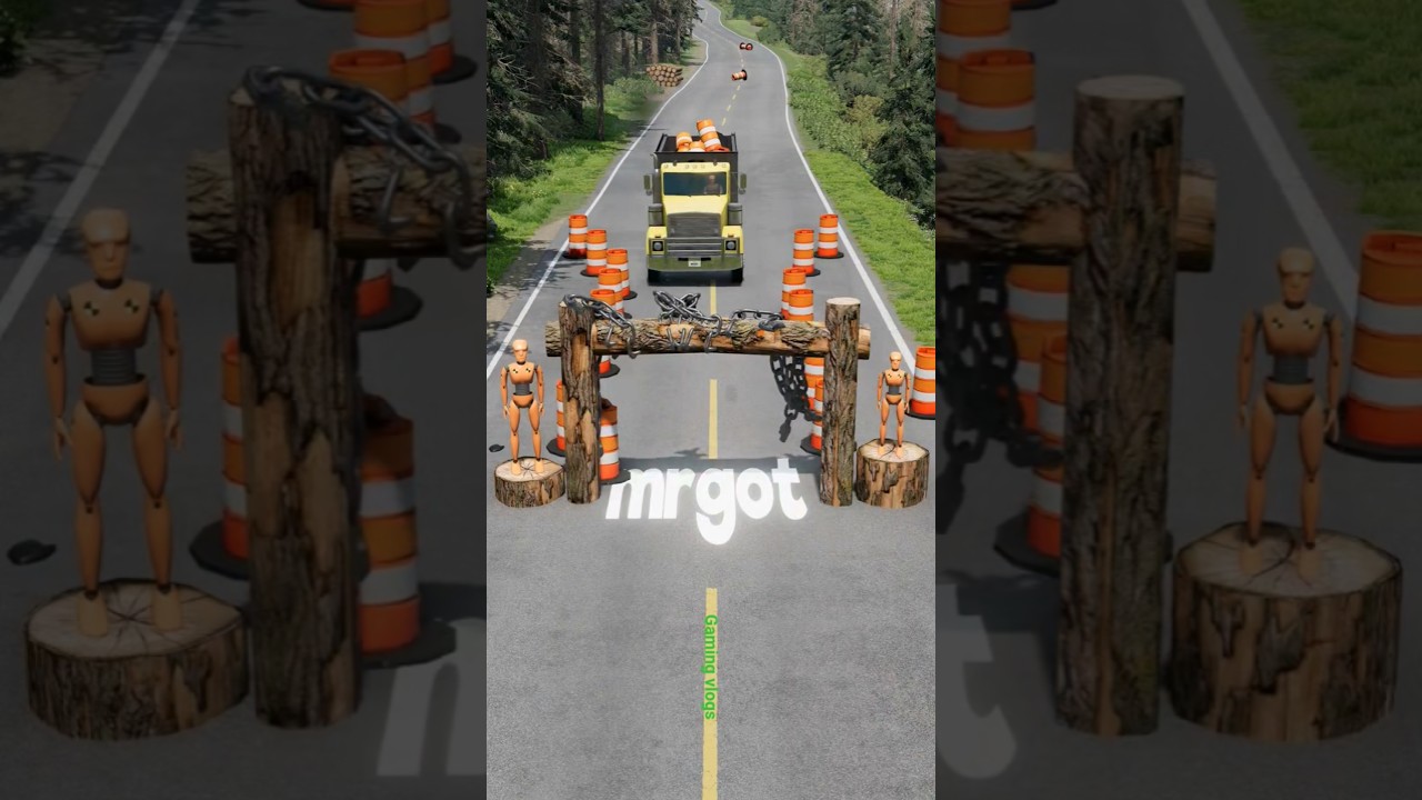 Cars vs Log Trap & Chains 