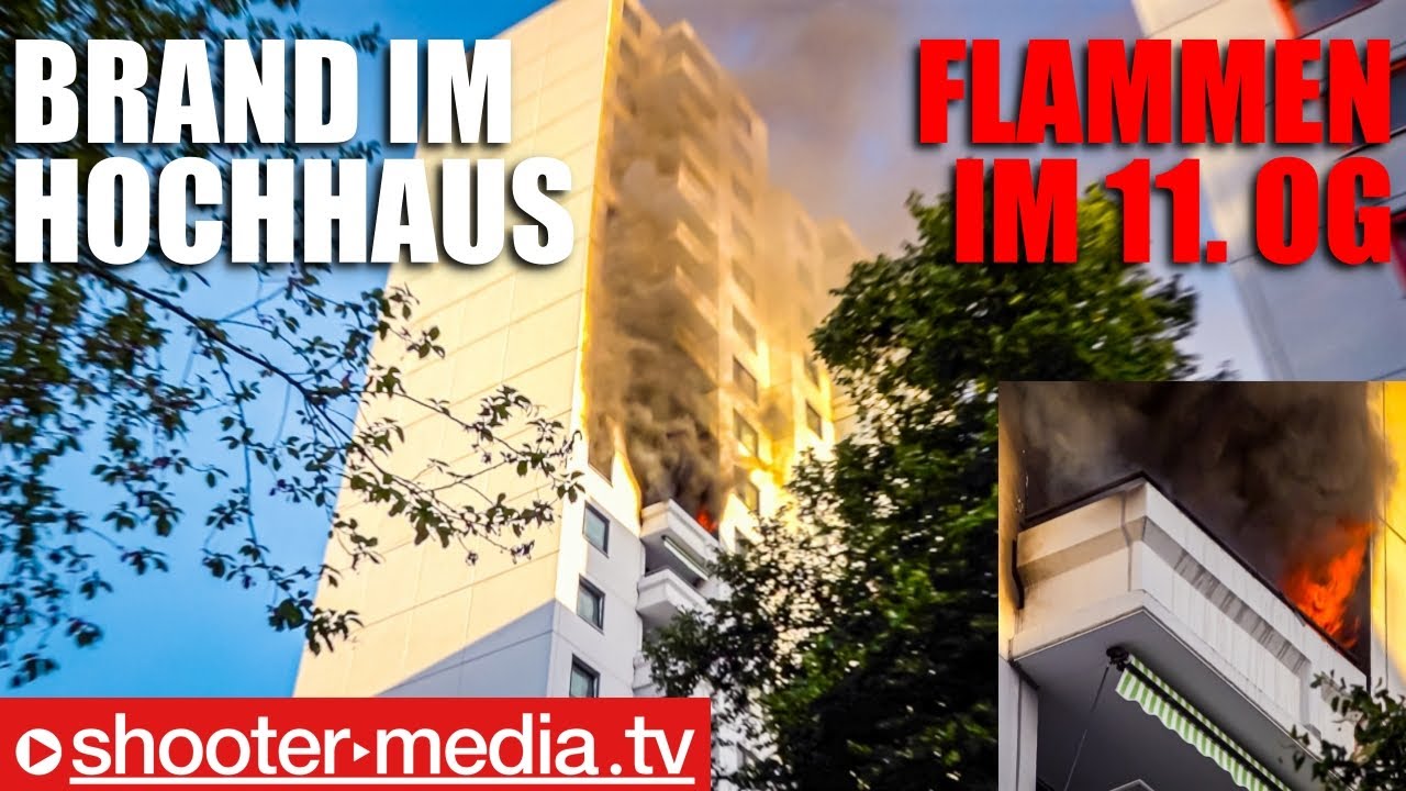 🔥 Hochhausbrand: Flammen aus 11. OG 🔥 |  Verletzte Polizisten | 🚒  Großeinsatz der Feuerwehr  🚒