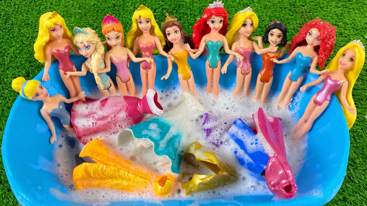 Satisfying ASMR Cleaning! Help Elsa, Anna & Ariel Get Clean Again