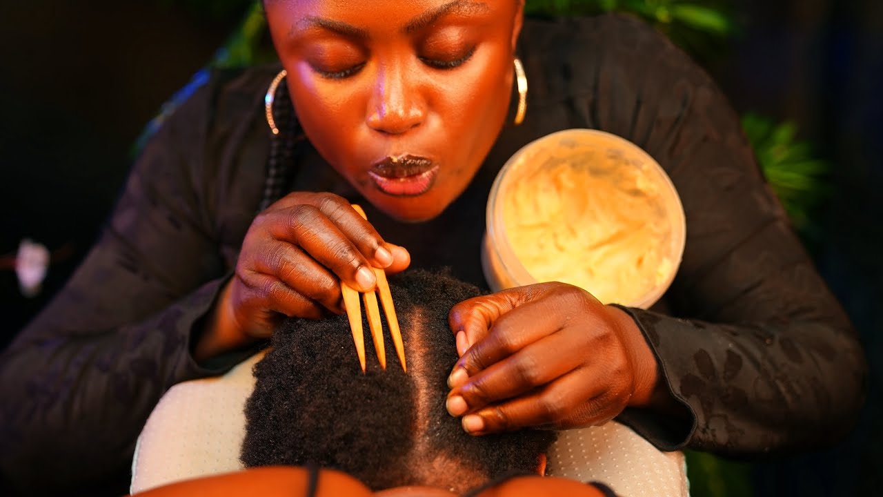 Asmr✨Super attentive Hair Parting, scalp greasing,hand picking hair crust, Deep nape massage No Talk