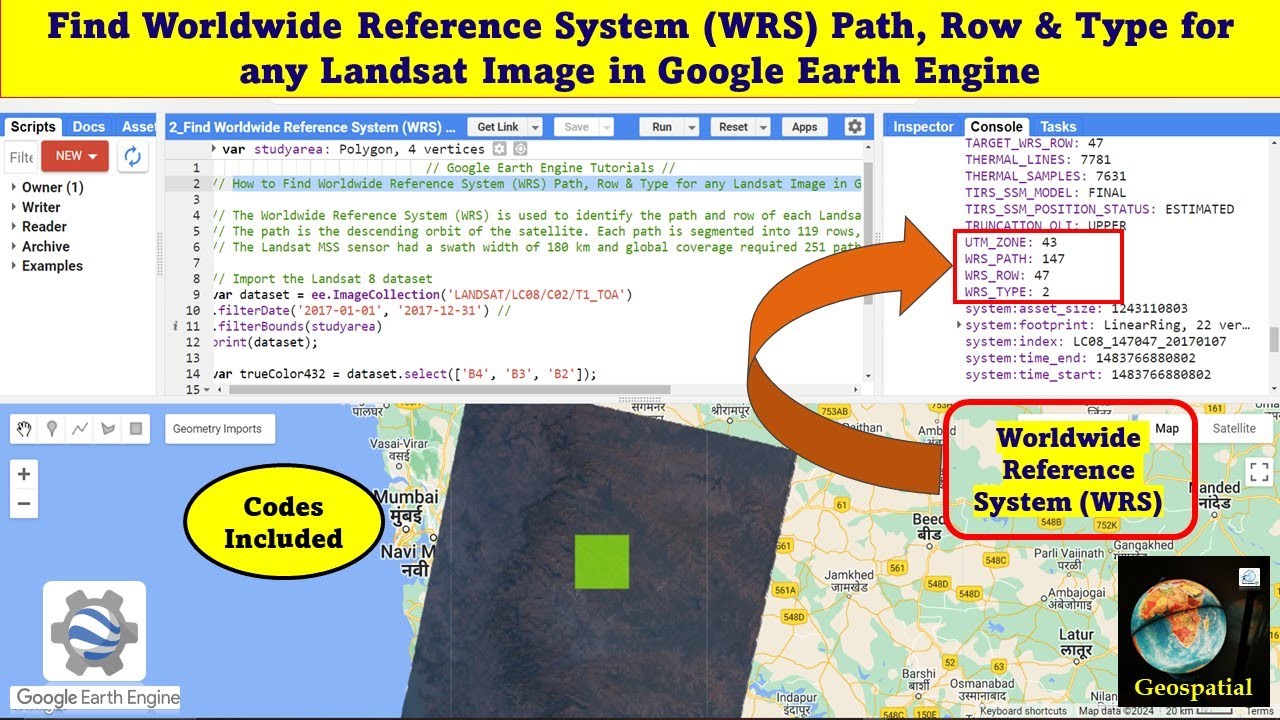 Find WRS, Path, Row & Type for Any Landsat Image in Google Earth Engine