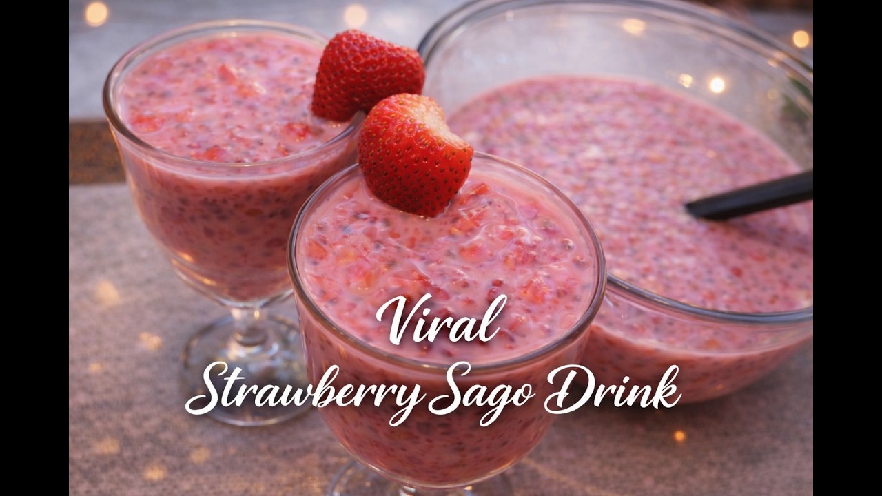 viral strawberry sago drink# 5 minute drink