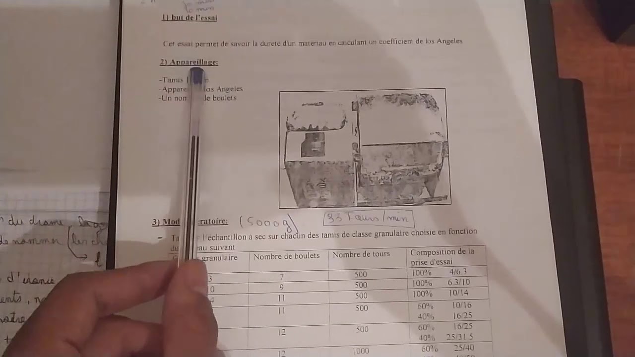 Essais de laboratoire ( Los Angeles -étude de cas) - formation Des routes