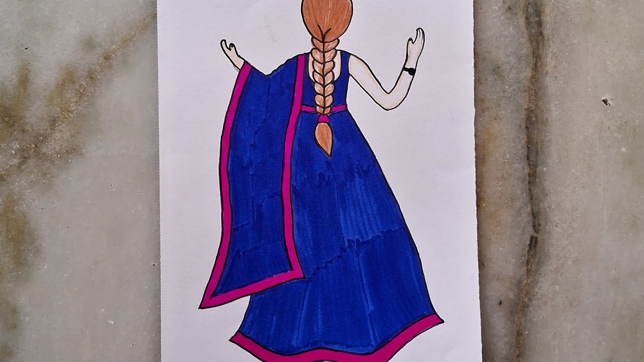 Easy girl drawing with dress #easy #girldrawing #with#fresstyle 