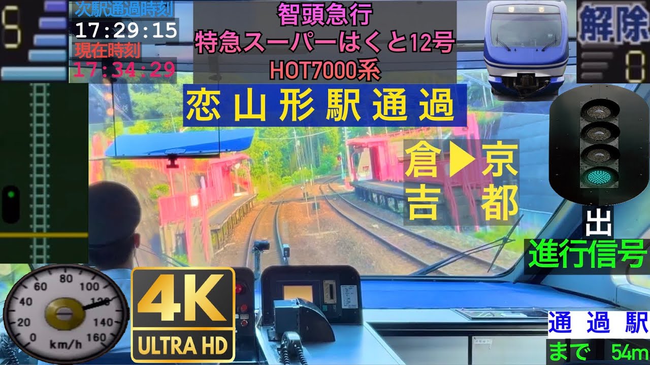【前面展望4K60fps/HDR】スーパーはくと12号 智頭急行線 HOT7000系 倉吉〜京都 字幕付/【4KFront View】 SuperHakuto  Limited express