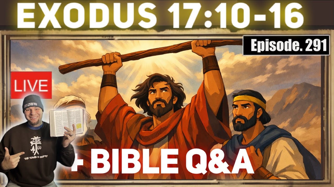 Exodus 17:10-16 Moses holds up staff hur Commentary, Bible Study, Q&A. Ask Pastor Josh (Episode 291)
