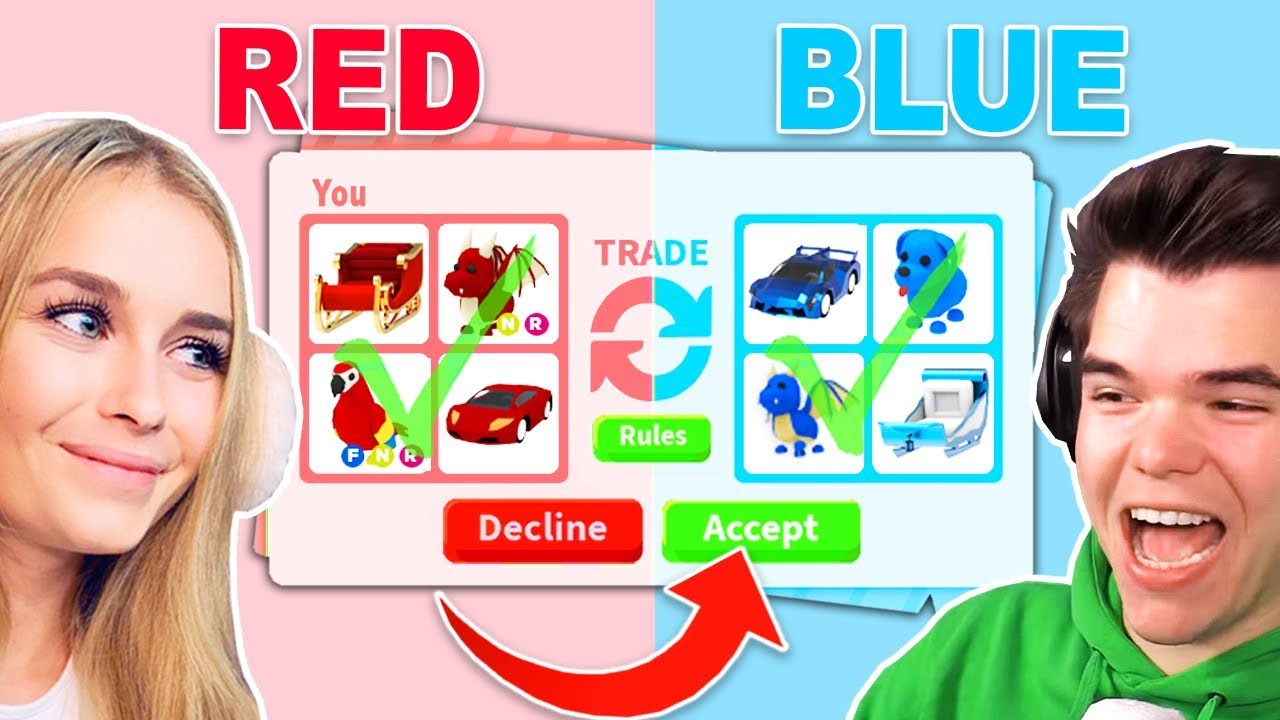 One Color TRADING Challenge With My BOYFRIEND In Adopt Me! (Roblox)