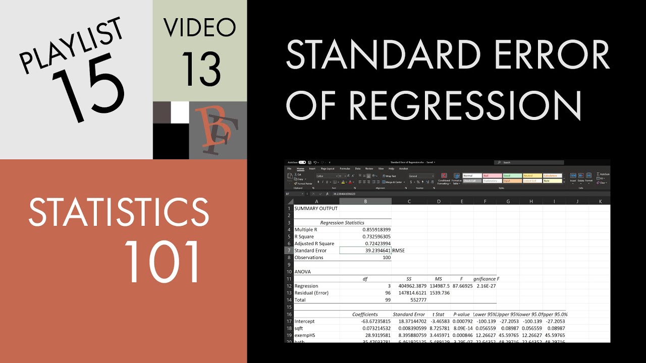 Statistics 101: Multiple Regression, Standard Error of Regression