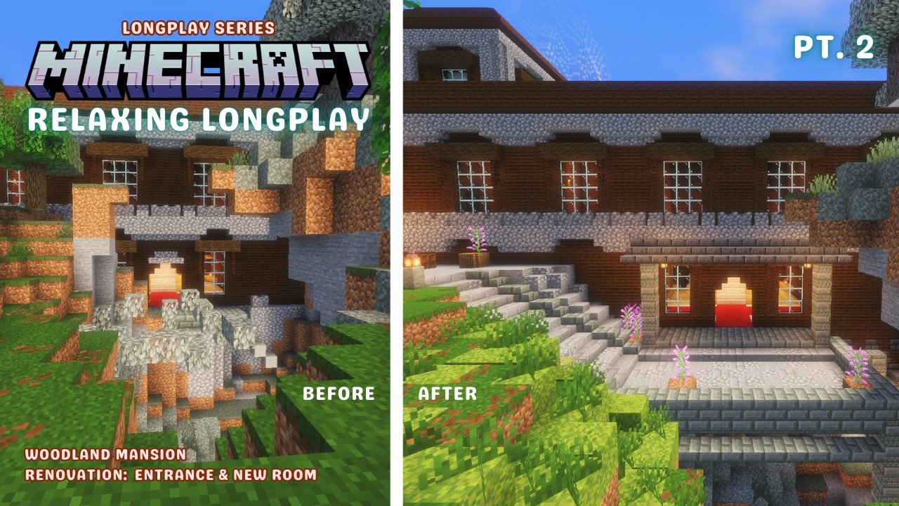 Minecraft Relaxing Longplay - Renovating a Woodland Mansion pt.2