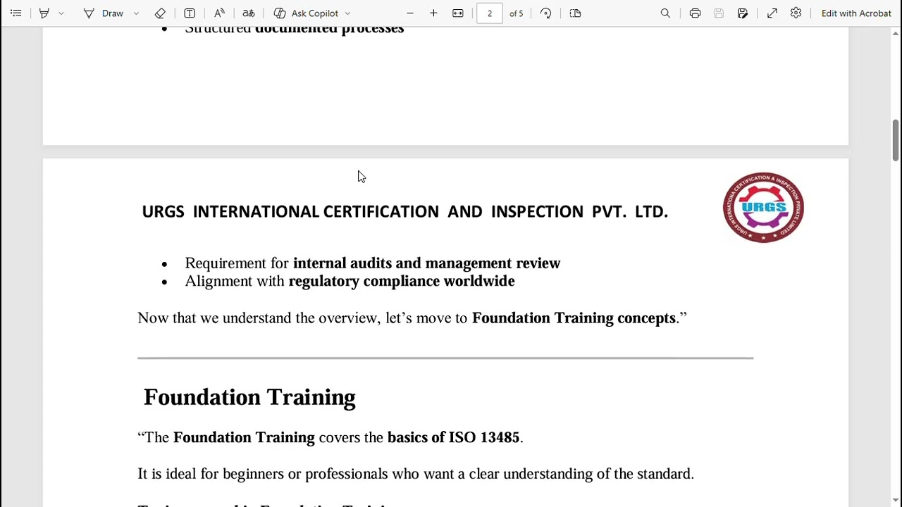 ISO 13485:2016 Medical Devices Quality Management System – Training Overview