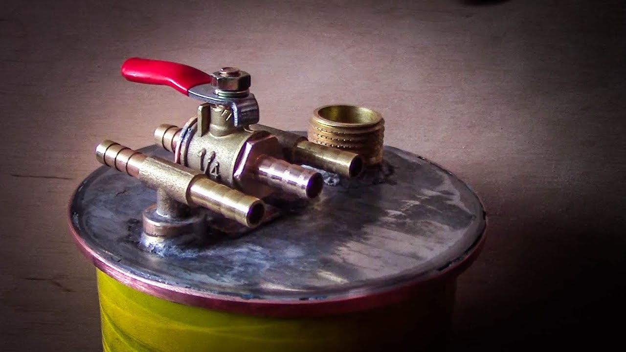 Бачок для  ювелирной горелки из кружки. How to make gasoline torch (part 5)