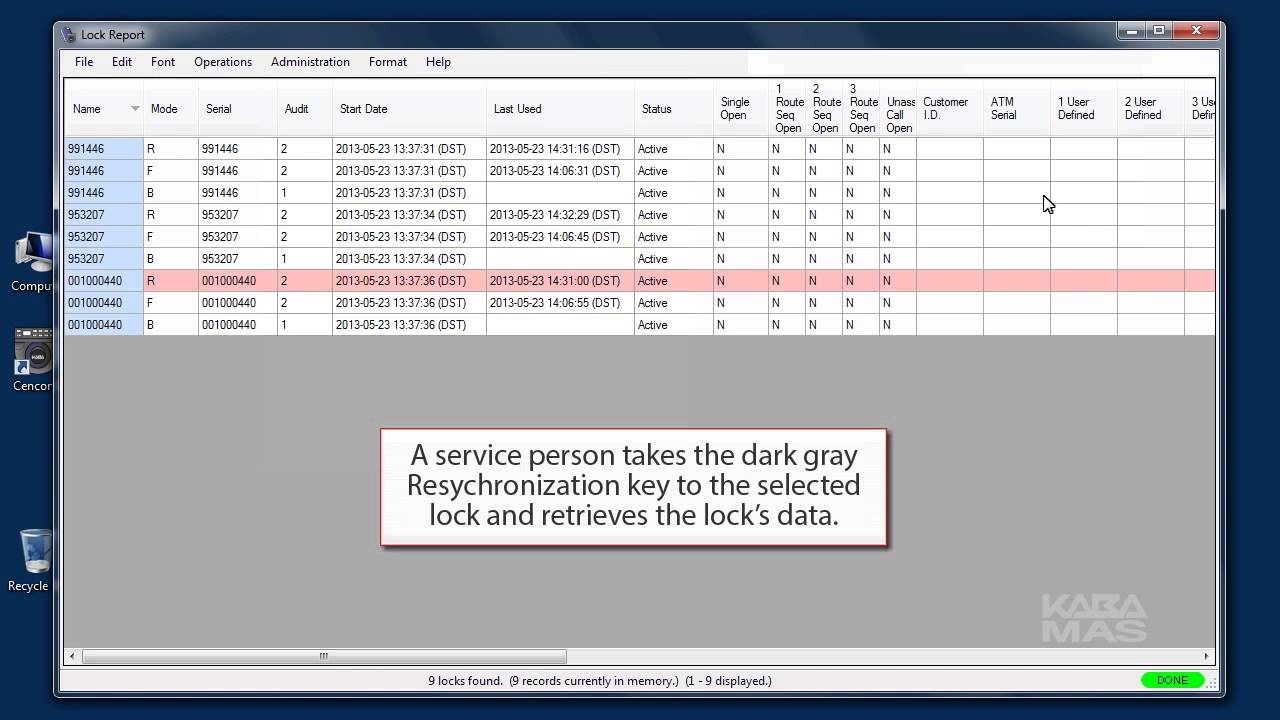 Cencon 5 Software Operation - ReSync Cencon DB with Lock