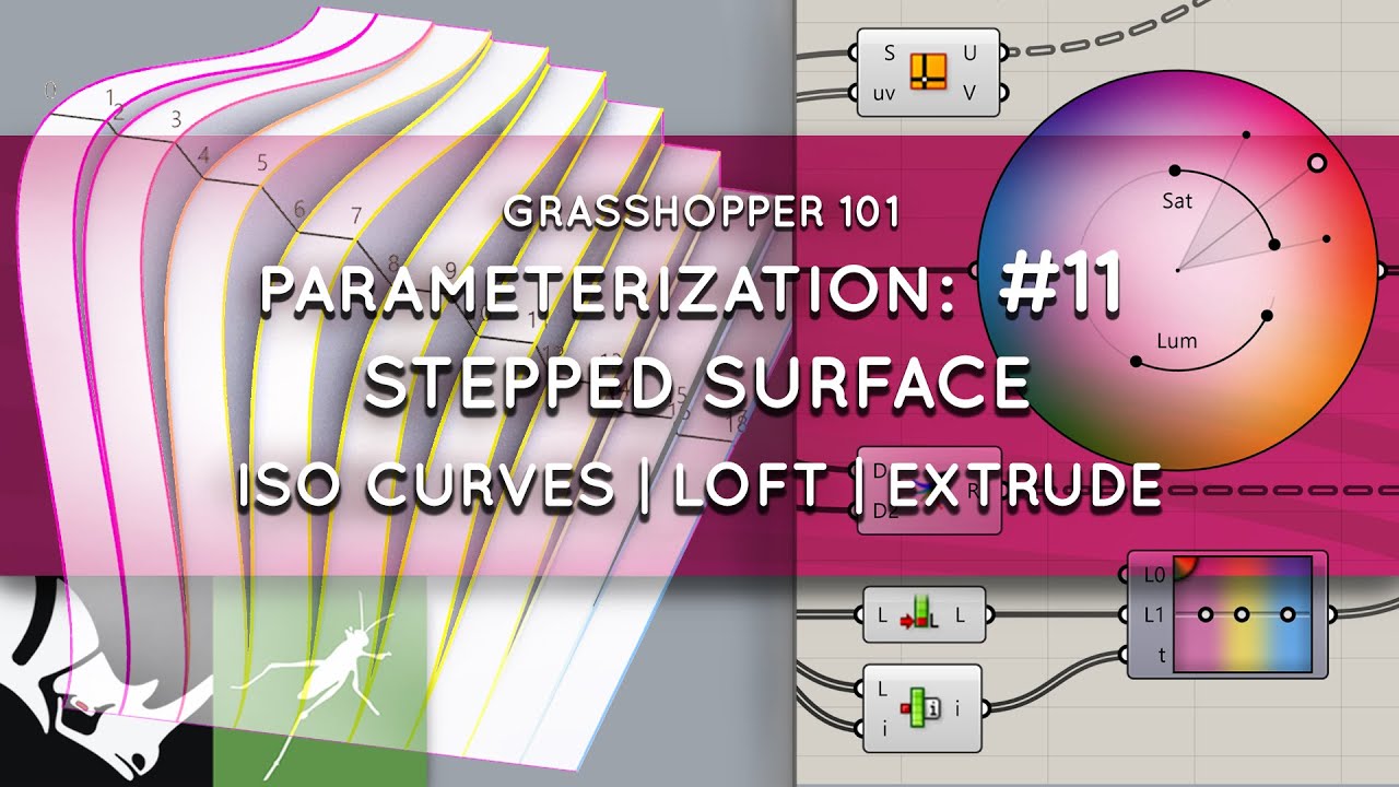 Grasshopper 101: Parameterization | #11 Stepped Surface EXERCISE | IsoCurves | Loft | Extrude