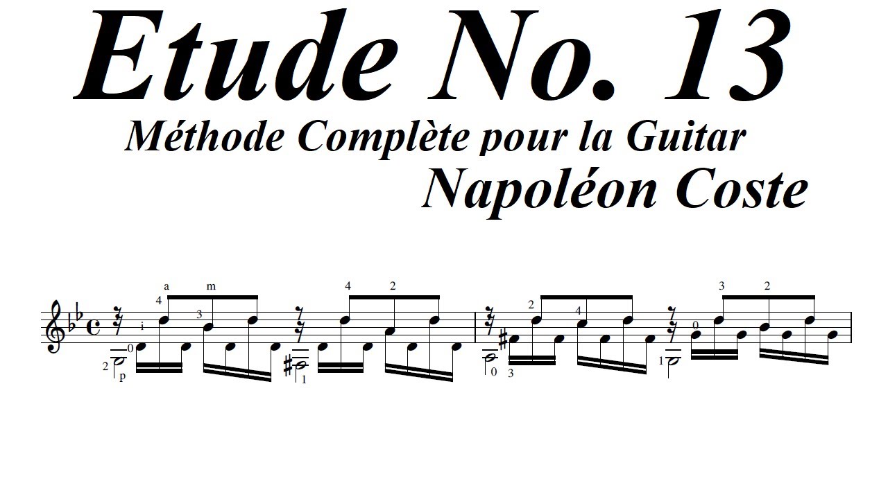 Napoléon Coste Etude 13 in G minor, Méthode Complète pour la Guitare