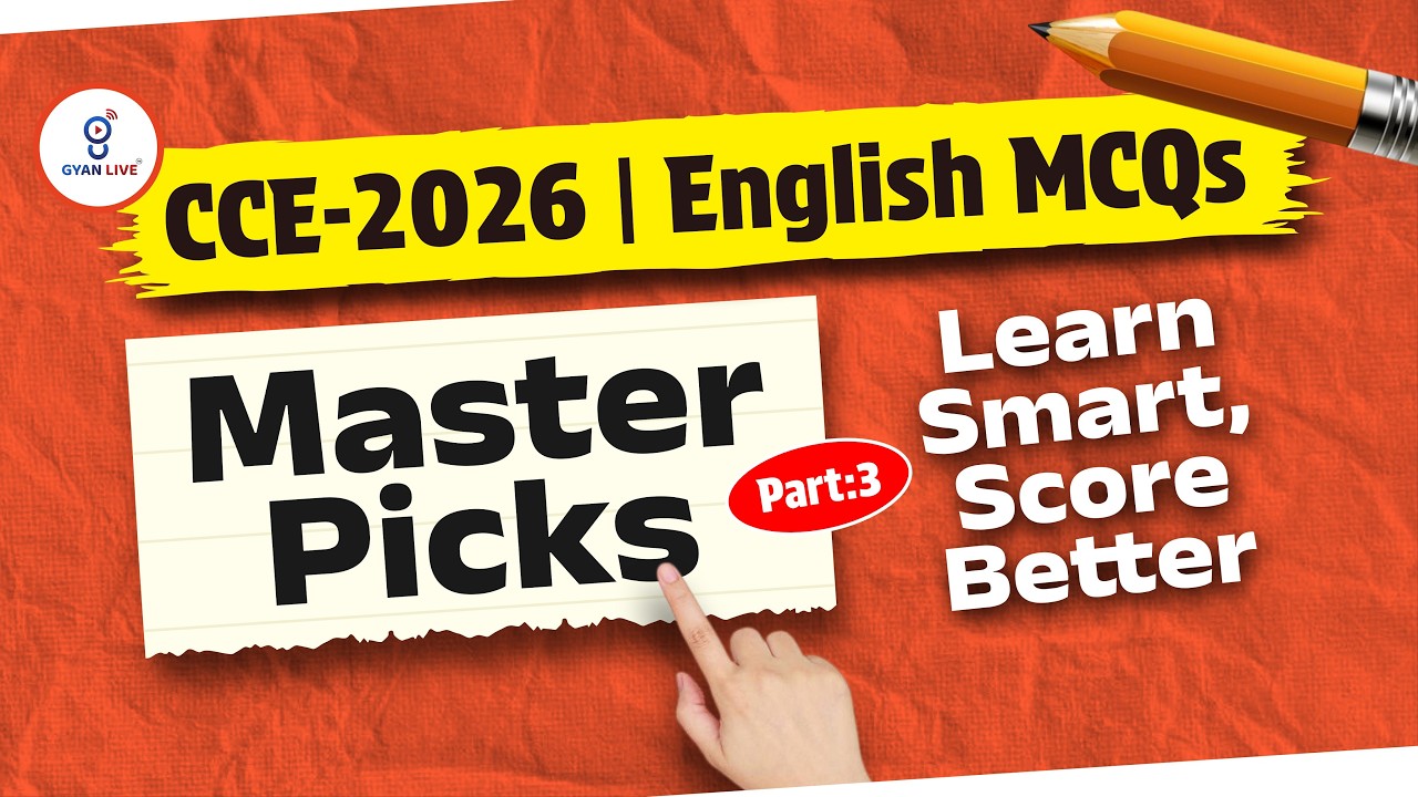 CCE-2026 | English MCQs | Master Picks Learn Smart, Score Better | LIVE@08PM #gyanlive #cceexam #cce