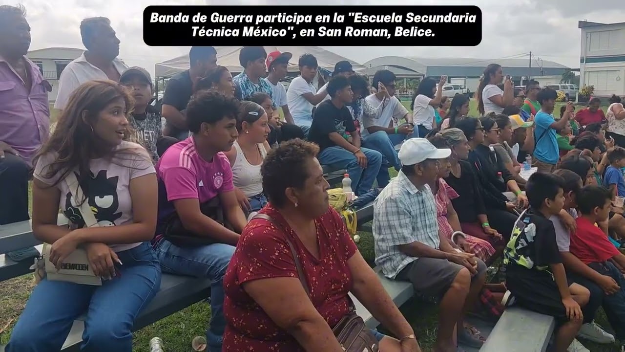 Banda de Guerra participa en la Escuela Secundaria Técnica México, San Roman, Belice