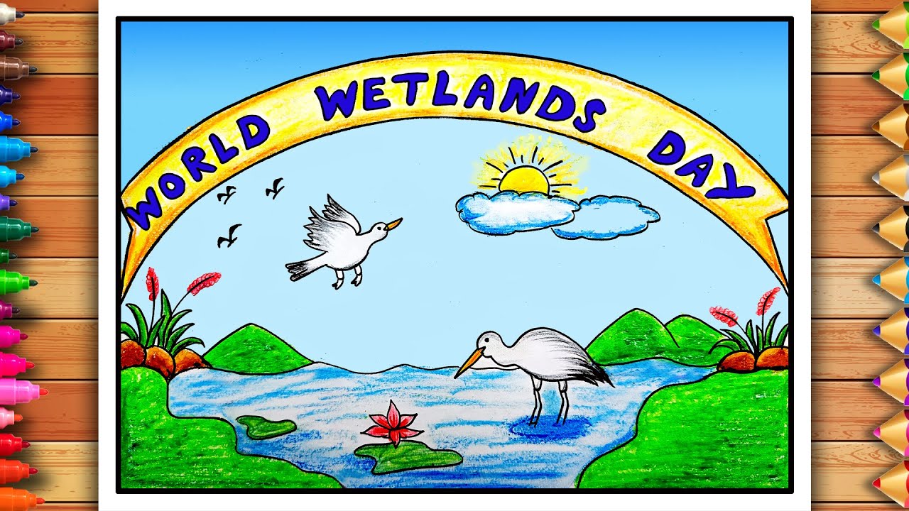 World Wetlands Day Easy Drawing | World Wetlands Day Poster | World Wetlands Day Poster Drawing