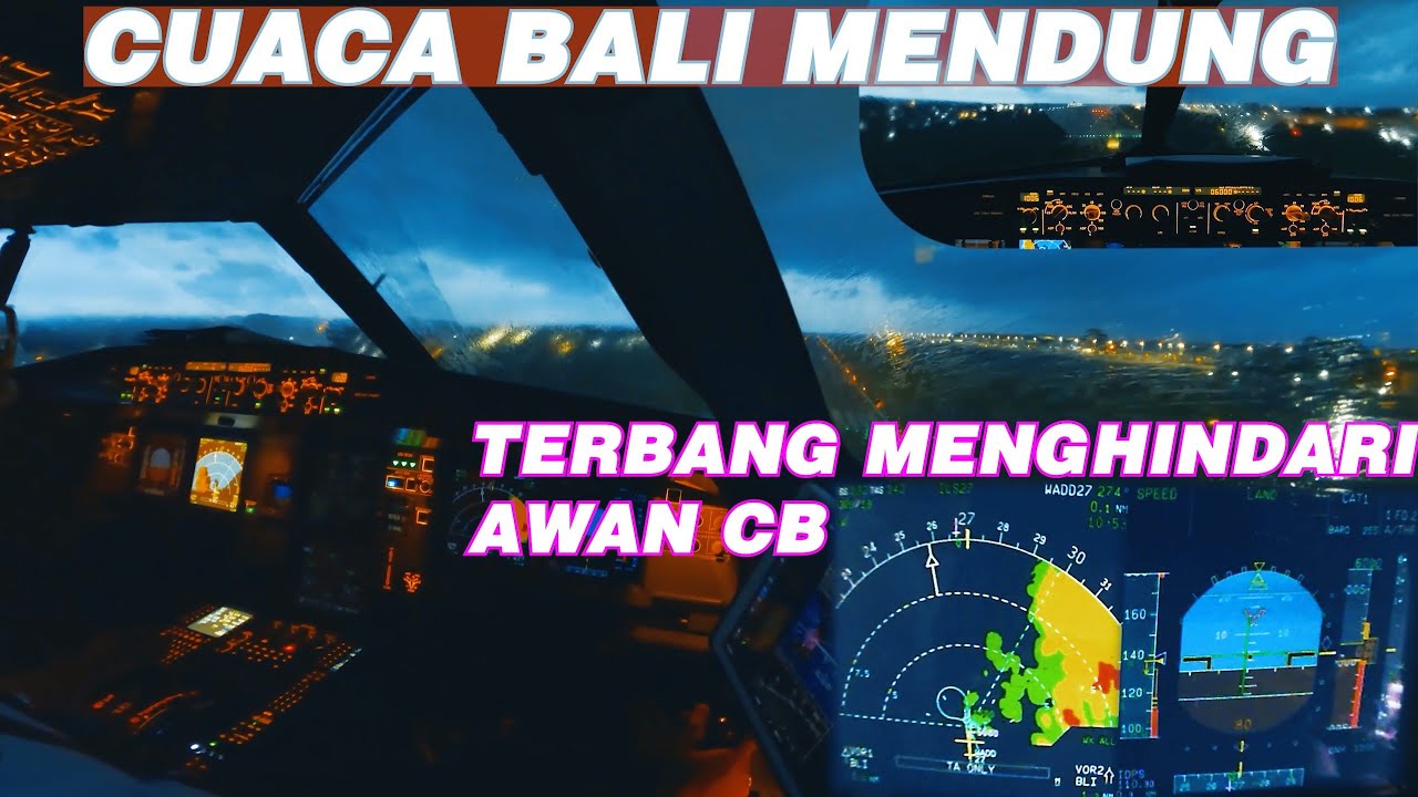 Building Storm, Denpasar, Bali | Airbus A320 Cockpit View Gusty Approach and Landing in 4K wit ATC