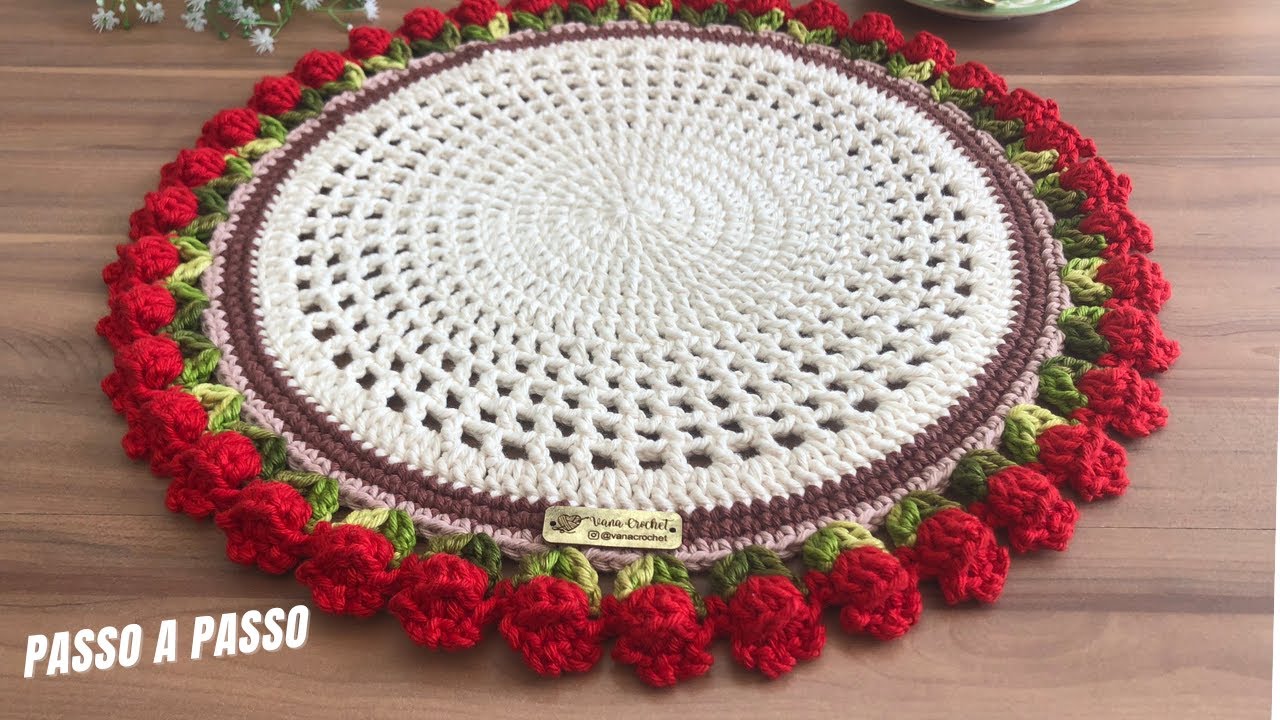 Sousplat TULIPA Econômico por Vana Crochet - Jogo Americano de crochê TULIPAS - Crochet Tutorial