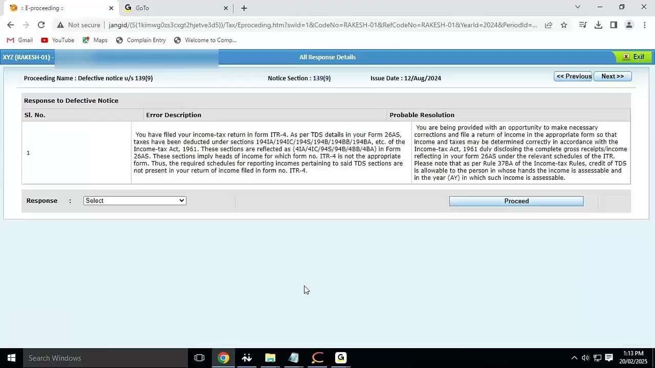 CompuTax - Return Submit - Return 139(9) Process