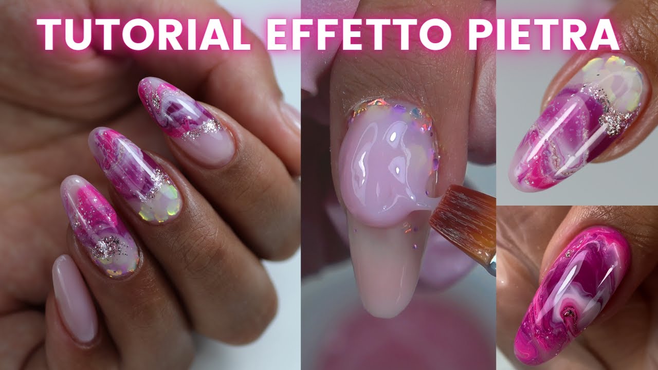 TUTORIAL NAILART EFFETTO MARMO PIETRA | Gel Polish Stone/Quartz/Marble Nails