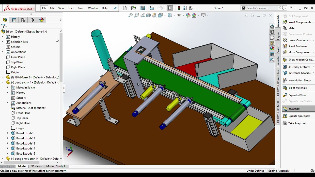 MÔ HÌNH PHÂN LOẠI SẢN PHẨM THEO MÀU SẮC BẰNG ARDUINO - VẼ 3D/2D  [SOLIDWORKS] #DUT