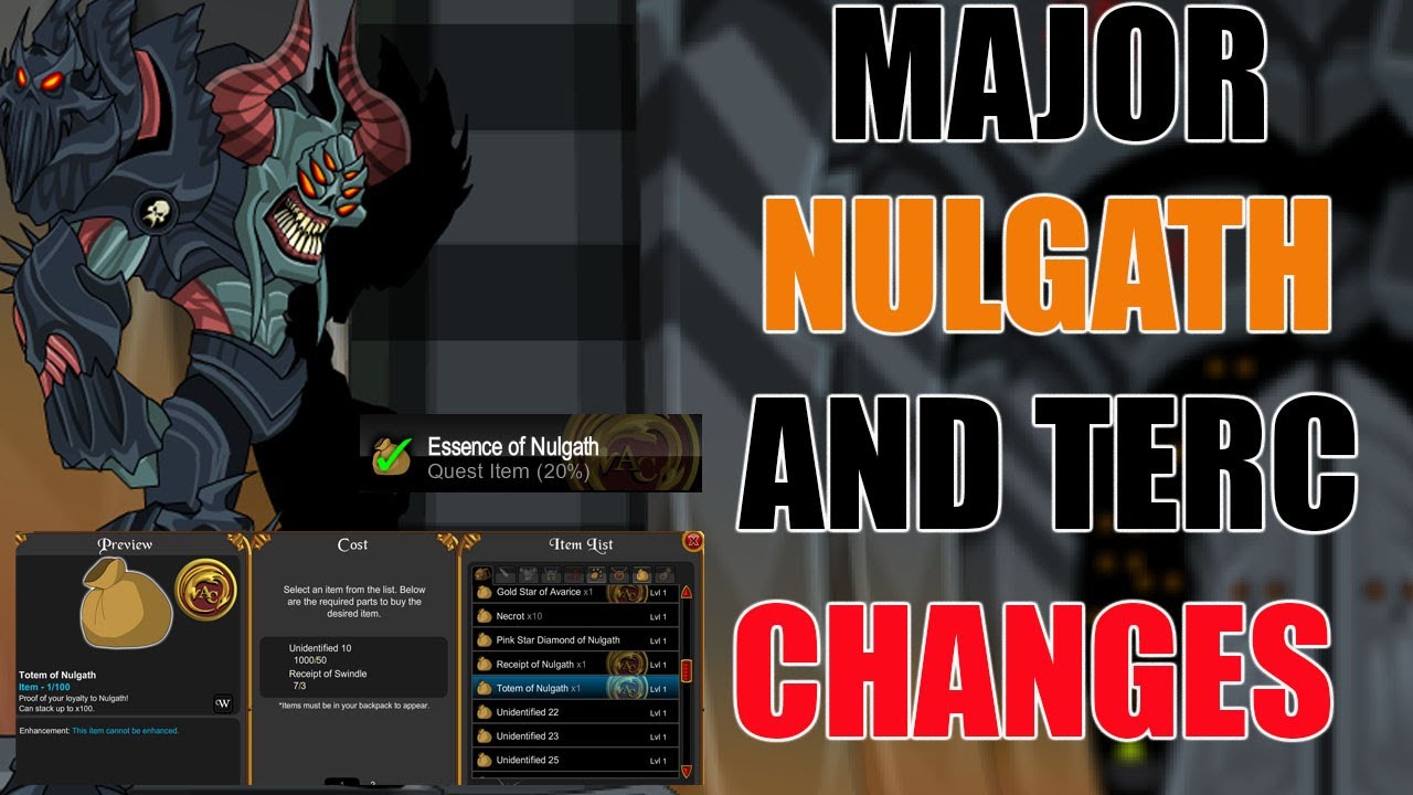 AQW Nulgath and Tercessuinotlim CHANGES! | New Quests - Path To Nulgath - Regents Updated