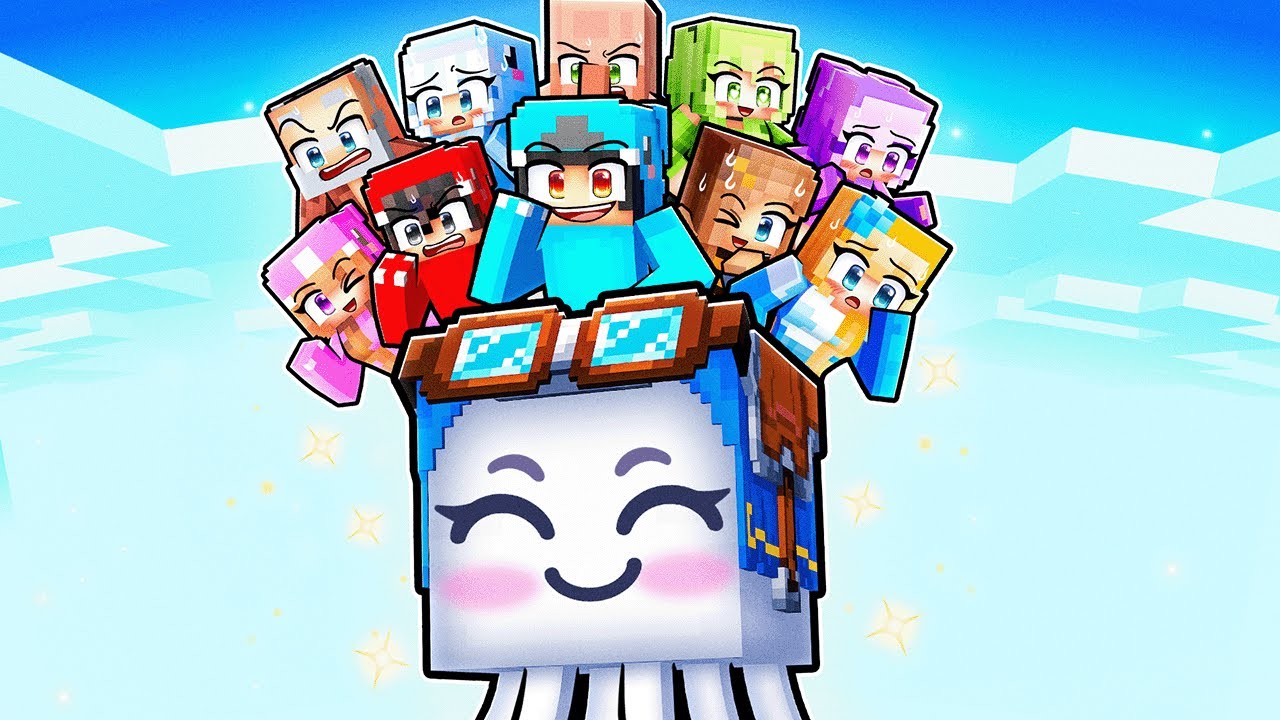 10 Friends on One HAPPY GHAST Block in Minecraft!