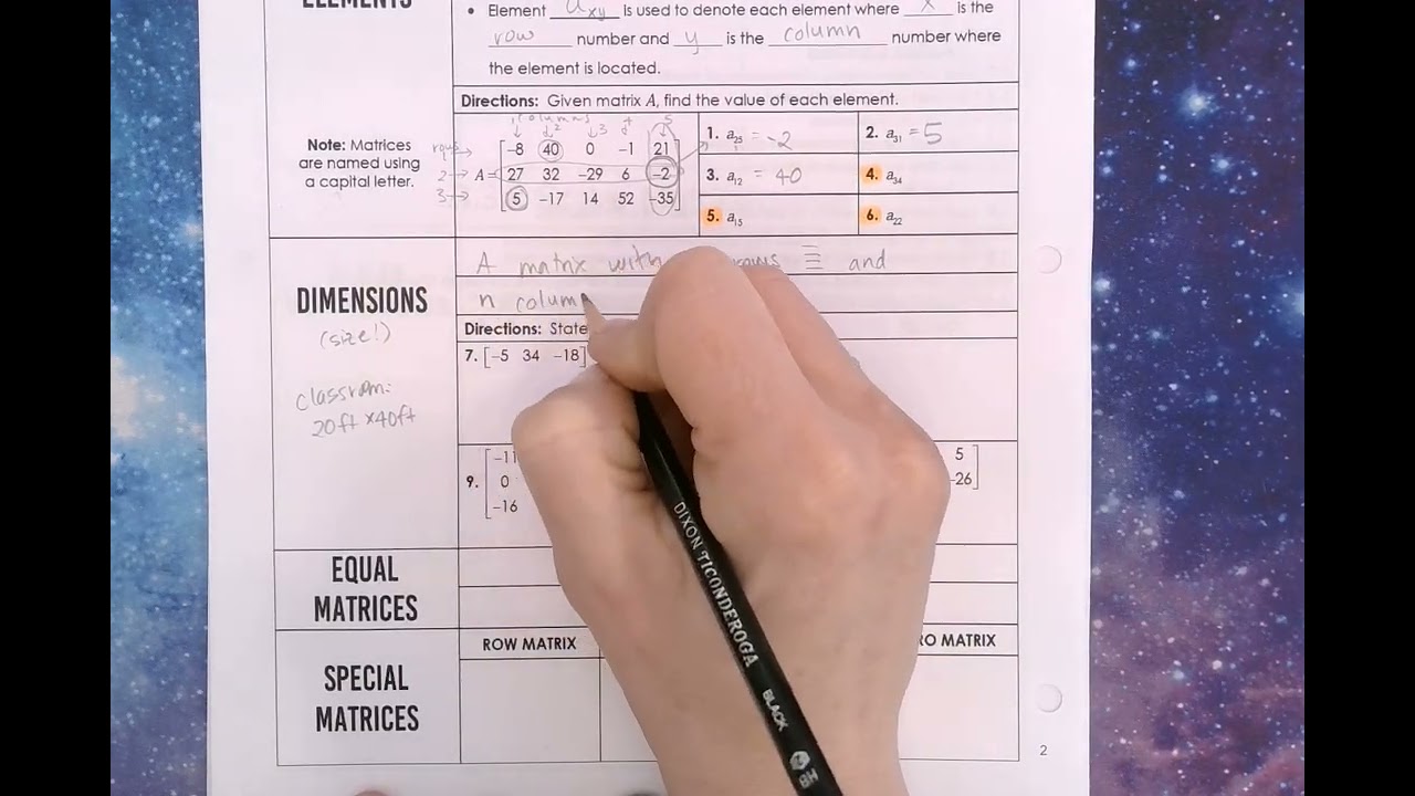A3 3.1 Matrix Dimensions and Elements